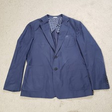 Billy Reid Blazer Men 40R Blue Cotton 3/2 Roll Unstructured Made Italy READ