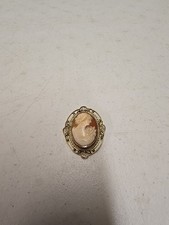 Vintage 14kt Gold Filled Filigree Hamilton Shell Cameo Brooch