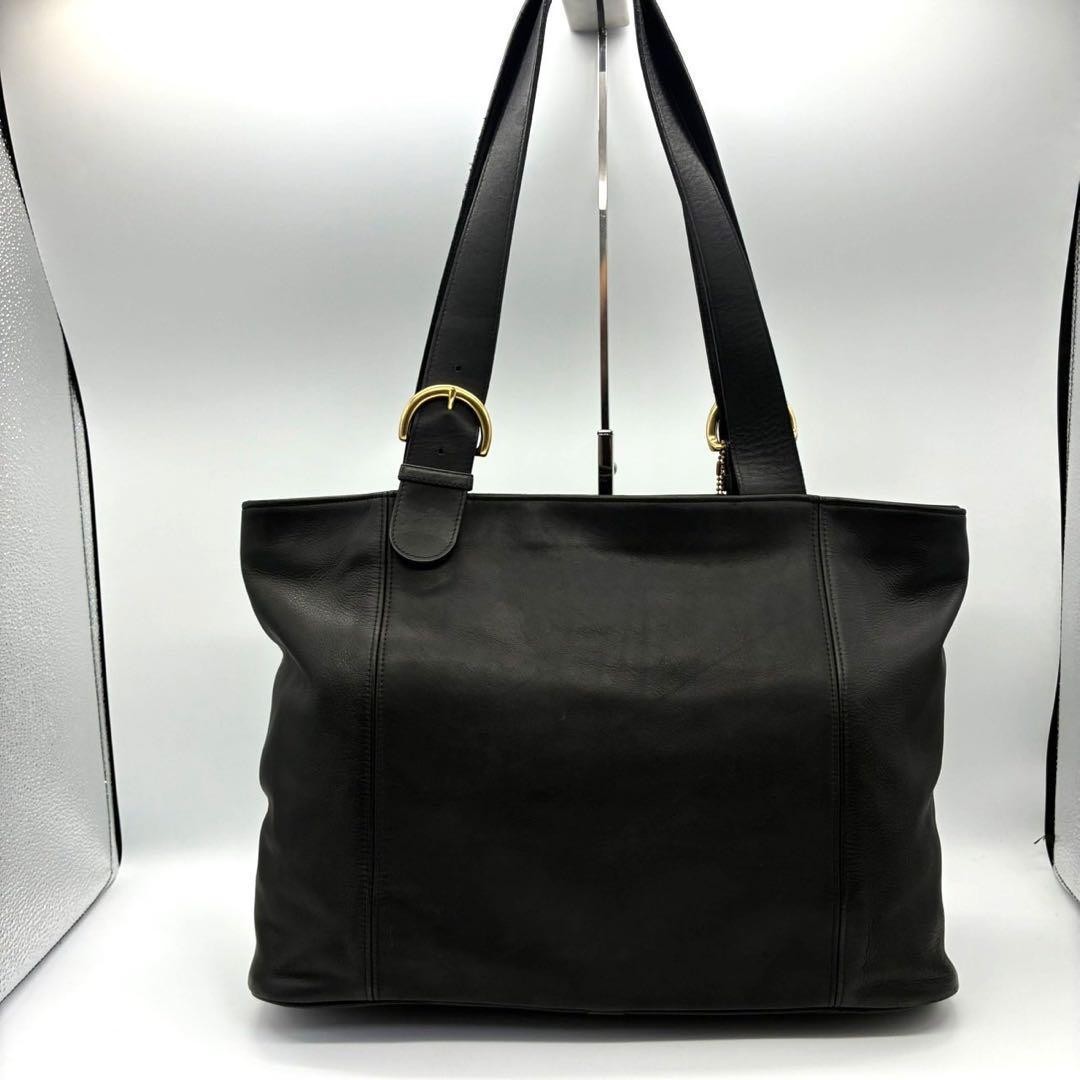 OLD COACH Leather Tote Bag Black Vintage FROM JAPAN - Gem