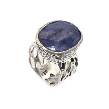 Blue Sapphire Gemstone Fashion Ethnic Style Jewelry Oxidized Ring US 7 m300