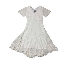 Rabbit Rabbit Designs White Lace Dress Handkerchief Hem V-Neck 12 Fairycore Airy