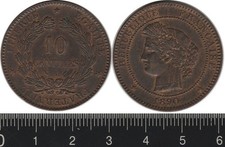 France: 1890 10 Centimes bronze Ceres  aUNC