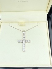 1.00CT DIAMOND AND 18K WHITE GOLD CROSS PENDANT