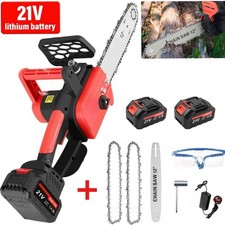 12" Electric Cordless Chainsaw Brushless Handheld Wood Saw +2 Battery Charger UK