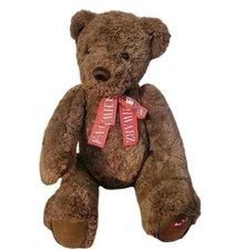 Vgt. F.A.O. Schwarz 1998 Poseable 24" Brown Teddy Bear W/Embroidered Logo Foot