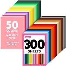 300 Sheets 5x7 Inch Colored Cardstock 50 Assorted Colors 180GSM
