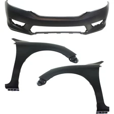 Bumper Cover Kit For 2013-2015 Honda Accord Front 3pc with Fender Primed Sedan