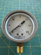 Vintage Ashcroft Pressure Gauge 0-30 PSIG Bronze Tube Brass Socket-Steampunk