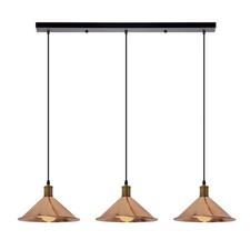 Image of Modern Industrial 3-Light Pendant Ceiling Light E27 Metal Cone Shade Indoor Lamp