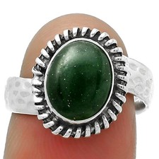 Natural Green Aventurine 925 Sterling Silver Ring s.7 Jewelry R-1279