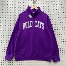 Northwestern Wildcats Sweatshirt Mens Large Purple Embroidered 1/4 Quarter Zip