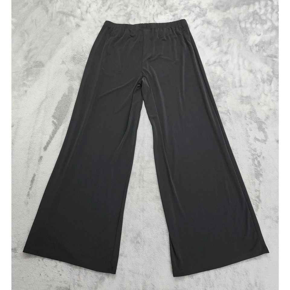 Vintage Allison Brittney Pants Womens M Black Wide Leg Palazzo Pull On Stretch - Image 2 of 4
