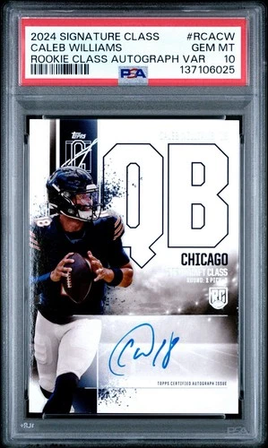 CALEB WILLIAMS 2024 TOPPS SIGNATURE CLASS ROOKIE VARIATION RC AUTO PSA 10 Bears