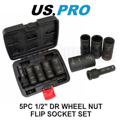 US PRO Tools Impact Radmutter Flip Steckschlüsselsatz 5 Stück 3765