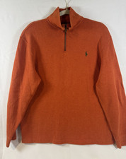 Polo Ralph Lauren Orange 1/4 Zip Pullover L Preppy, Modern, Classic, Sporty