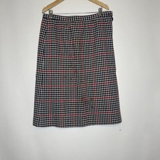 Vintage Pendleton Wool Skirt Womens 16 Blue Plaid Pleated Button USA 60s 70s