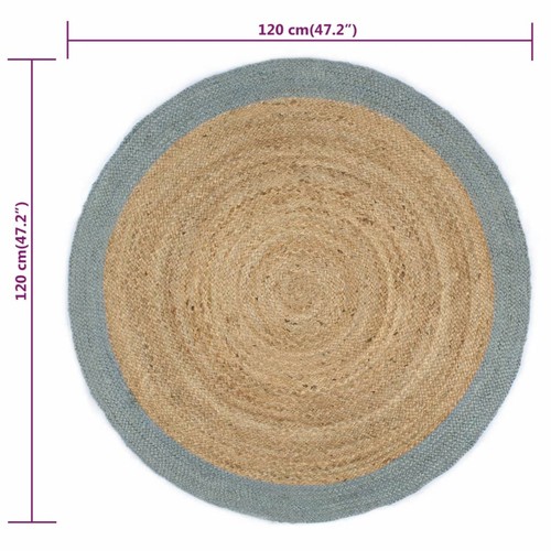 Handmade Rug Jute with Olive Green Border 120 V0R1 - Picture 6 of 6