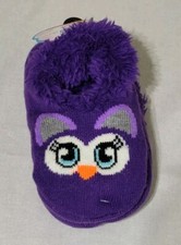 Girls Purple Owl Slipper Socks With Grippers 1 Pair Toddler Girl Size 7.5-3.5