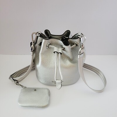 Kate Spade KI893 Rosie Metallic Leather Mini Bucket Drawstring Crossbody Bag