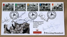 FOOTBALL LEGENDS 1996 FDC SIGNED HARRY GREGG RAY WOOD STEPNEY HODGKINSON PARKES