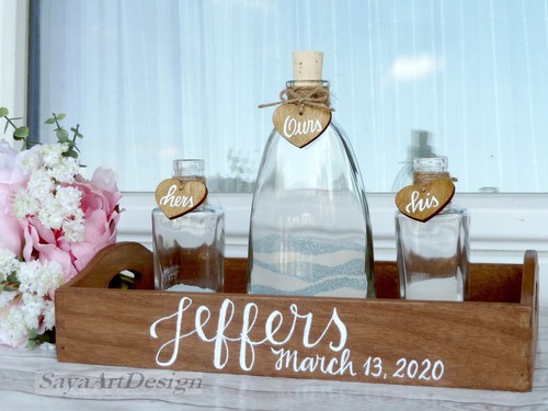 Juego de ceremonia de arena. Unidad de boda, rústico personificado boda arena - Imagen 4 de 5