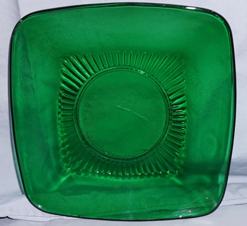 Vintage Anchor Hocking Glass Forest Green Charm 6 1/2" Lunch Bread Plate Beauty!