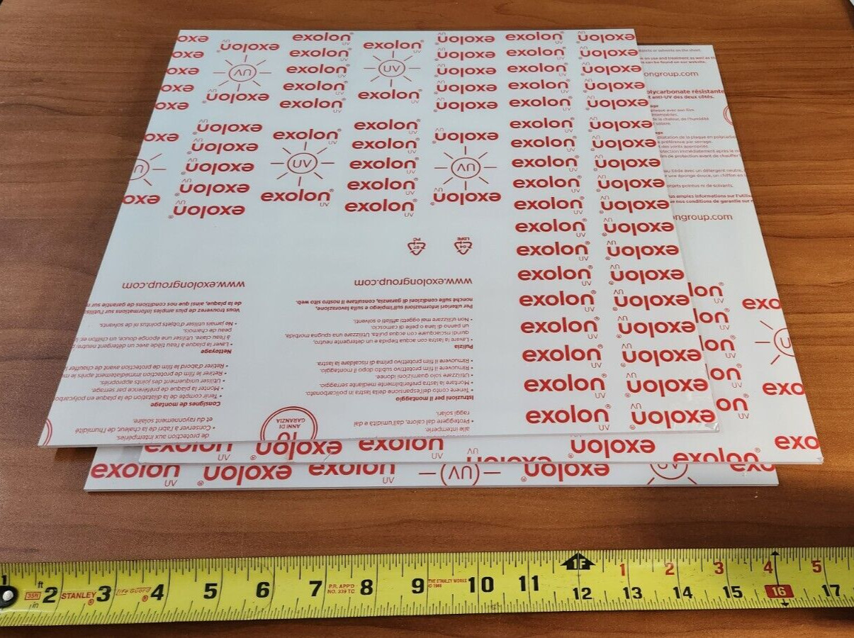 (3) LOTE DE 3 LÁMINAS DE POLICARBONATO TRANSPARENTE 0.125" X 15.00" X 15.00"