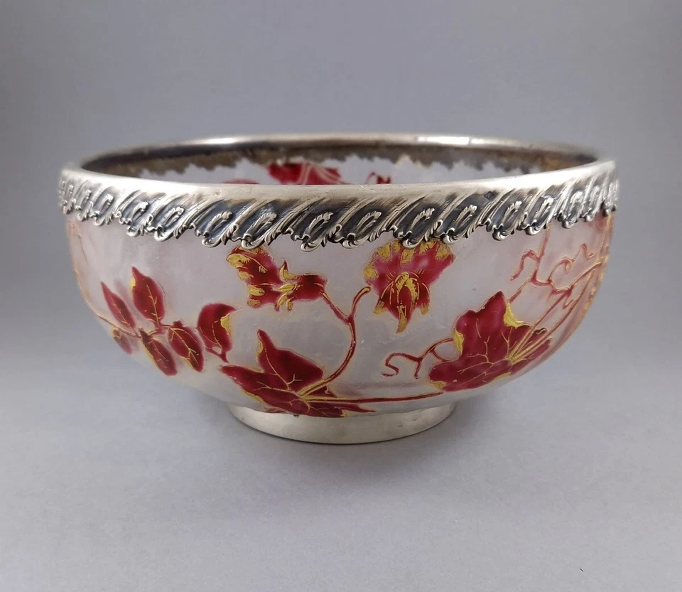 Coupe Art Nouveau en verre et argent massif - Photo 3/4