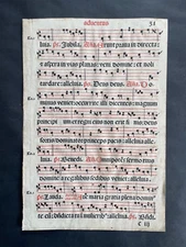 Circa 16th Century Printed Double-Sided Advent Music Sheet Watermark Laid Paper