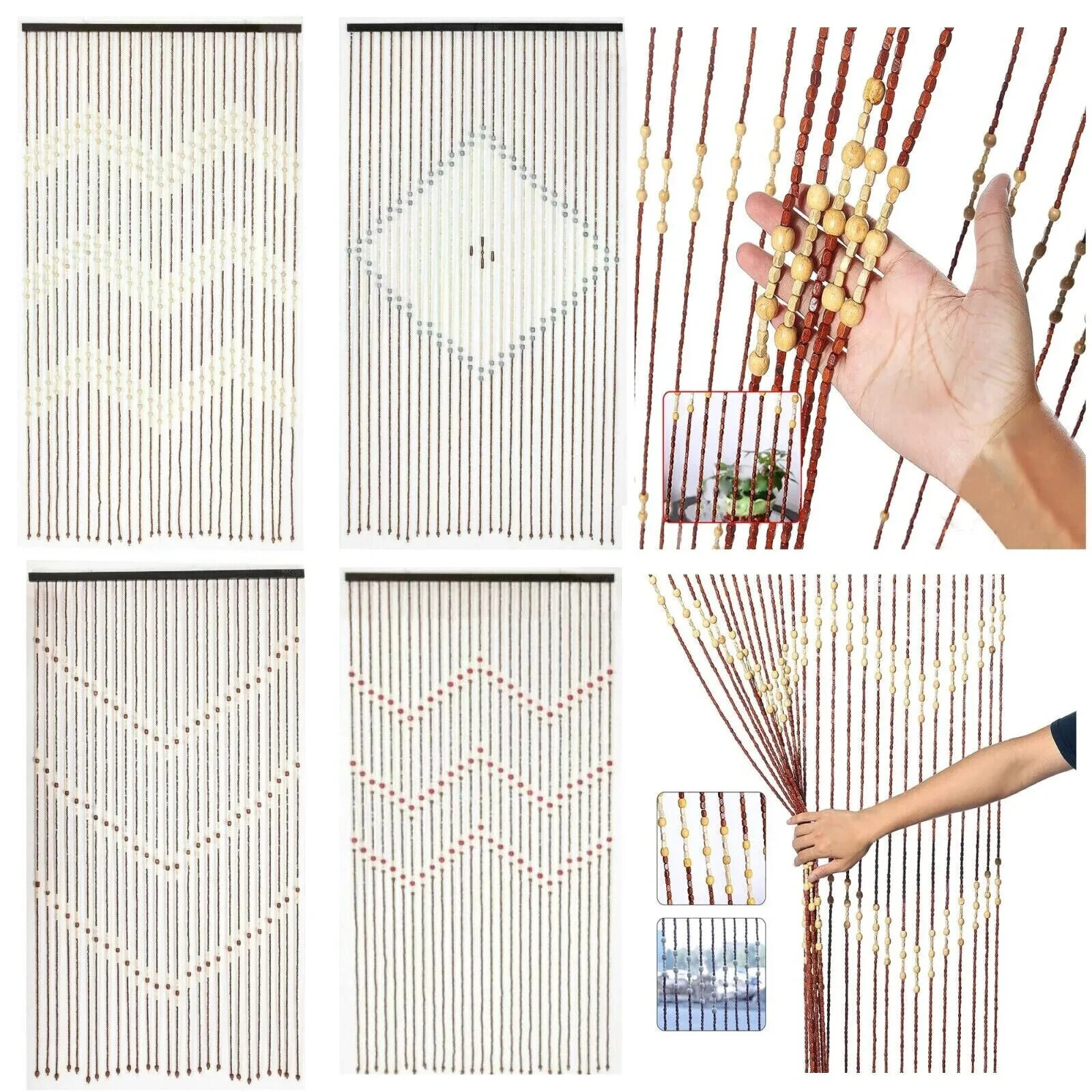 180 X 90CM - Wooden Beaded Bamboo Door Curtain Summer Blind Fly ...