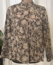 Chico's Silk Linen Applique Mandarin Collar Jacket Chico's 3 L/XL