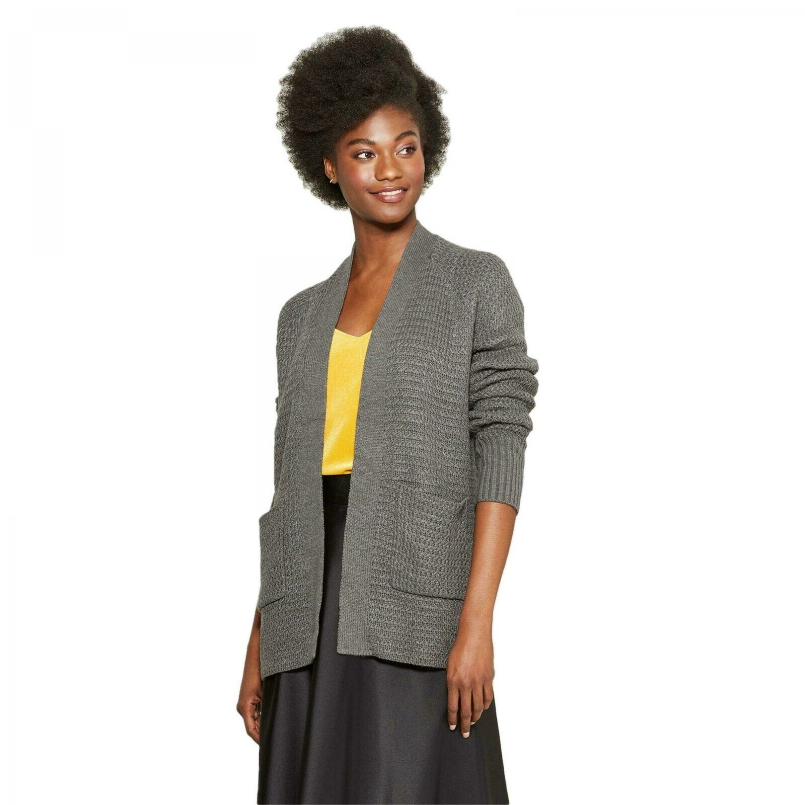 vince textured open cardigan