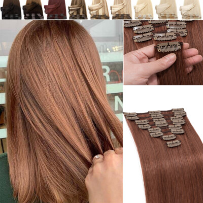 #ad #ad CLEARANCE Double Weft Thick Real Remy Clip In Human Hair Extensions Full Head US $67.98