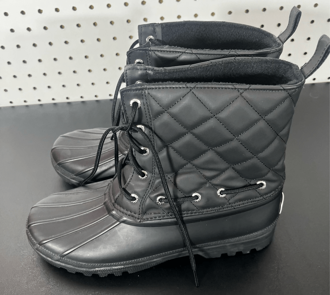 Sperry Top Sider Womens Quilted Black Waterproof Gosling Duck Boots size 10