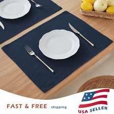 100% Pure Linen Natural Placemats 14 x 18 Inch Eco-Friendly Table Mats Set of 4