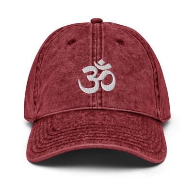 Om Sign Vintage Cotton Twill Cap, Yoga Cap, Zen Hat, Hare Krishna Clothing