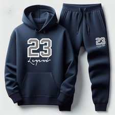 Men's Navy Blue Hoodie Joggers Matching 2pc Set 23 Legend Streetwear Tracksuit