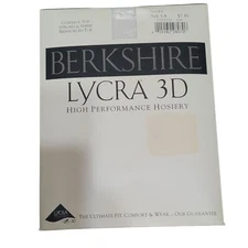 Berkshire 3-4 Lycra 3D Ivory Hosiery Pantyhose Tummy Control Top Vintage NWT
