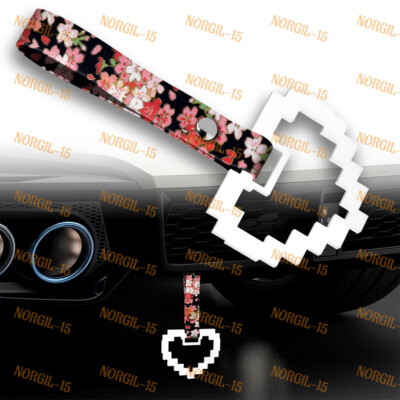 JDM TSURIKAWA Mosaic Heart White Ring Train Bus Handle Fabric Strap Nylon BKF