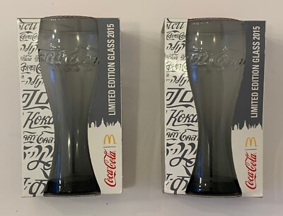 2 x Coca Cola Gläser Grau Thailändisch 'Limited Edition Glass' 2015 NEU OVP