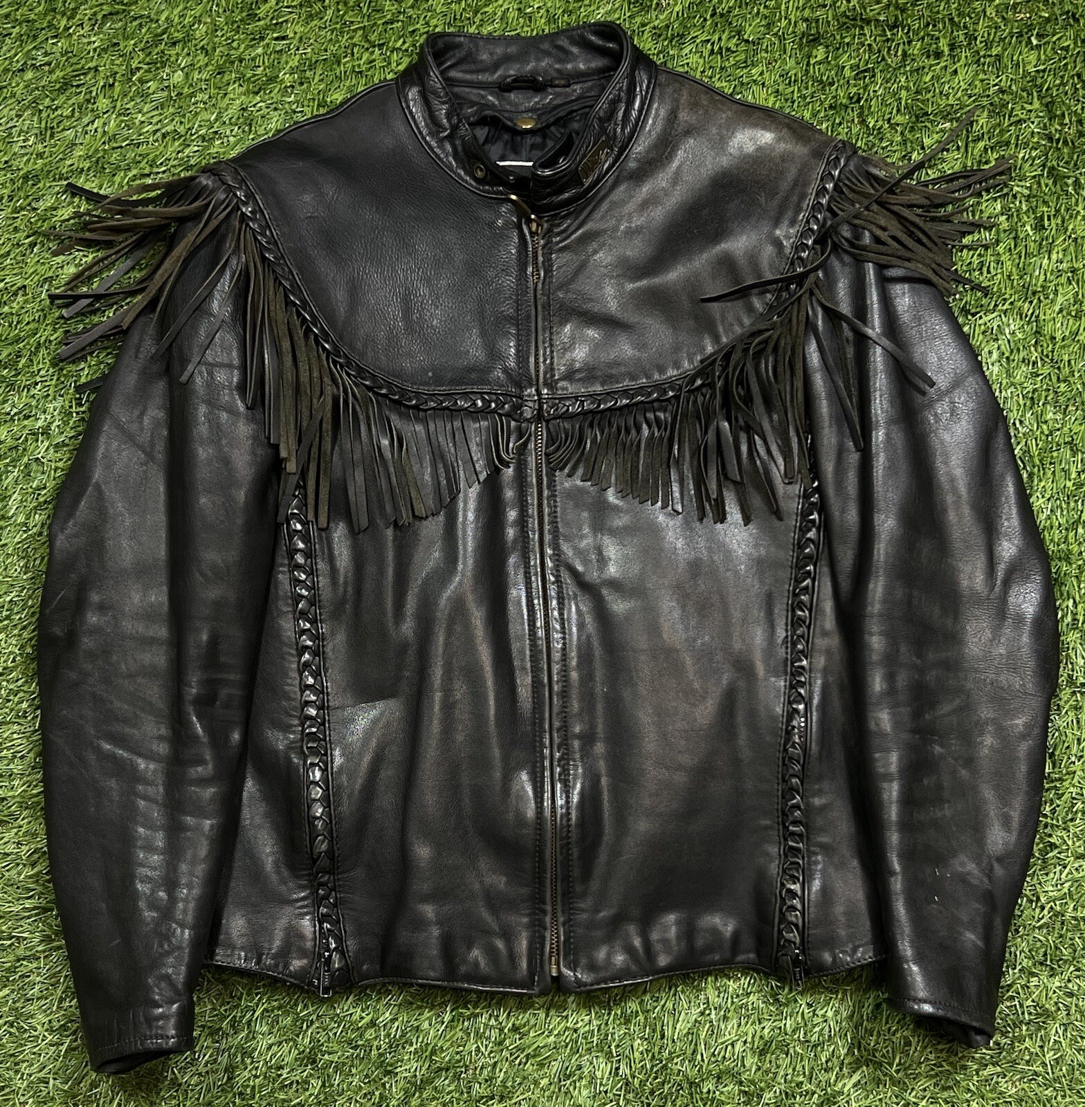 Harley Davidson Western Fringe Leather Biker Jacket | S
