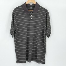 Champion, Mens XL, Grey  White Striped Duo Dry, 3 Button-up Golf Polo Shirt