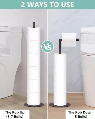 Toilet Paper Holder Stand, Free Standing Toilet Paper Roll Holder for 4 Spare - Picture 5 of 7