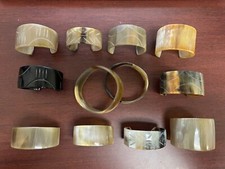 12 PCS CARVED BUFFALO HORN BANGLE CUFF BRACELETS