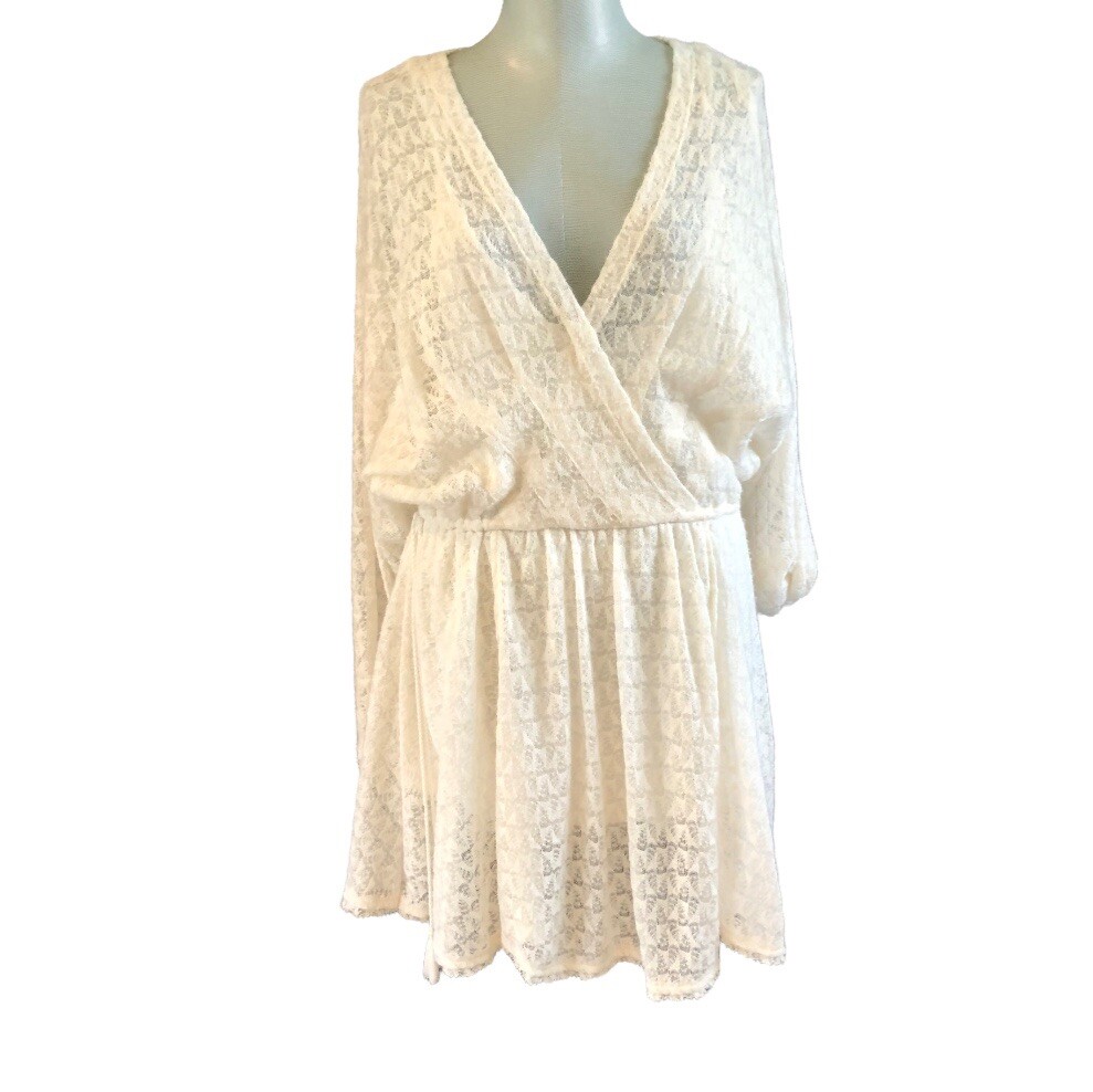 free people white knit dress Free People Dress Women's Snug Bug Ivory V Neck Long Sleeve Wrap Knit dress  Size