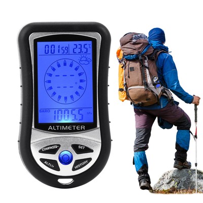Portable Multifunction Altimeter Digital Compass Clock Barometer Thermometer