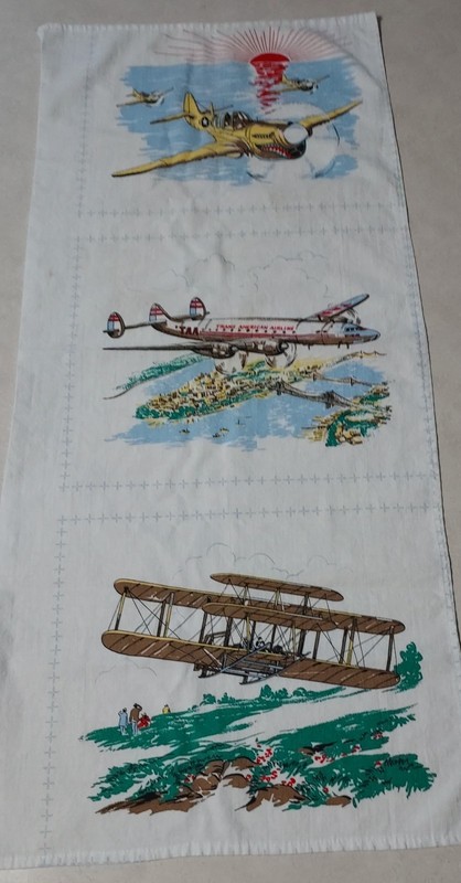 Vintage Princess Fabric Pattern 321 Airplane Print  32 by 14 inch Table Runner