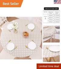 Round Vinyl Fitted Tablecloth with Flannel Backing Elastic Edge Design Table ...