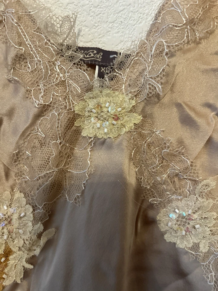 Top De Colección Y2K Fairy Hale Bob Seda Floral Cuentas Talla XS Foto 2 de 4