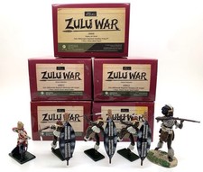 BRITAINS COLLECTION OF FIVE ZULU FIGURES 20000, 45010, 11, 12  12 54MM  60MM